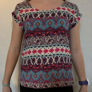 Tribal Print Chiffon Blouse